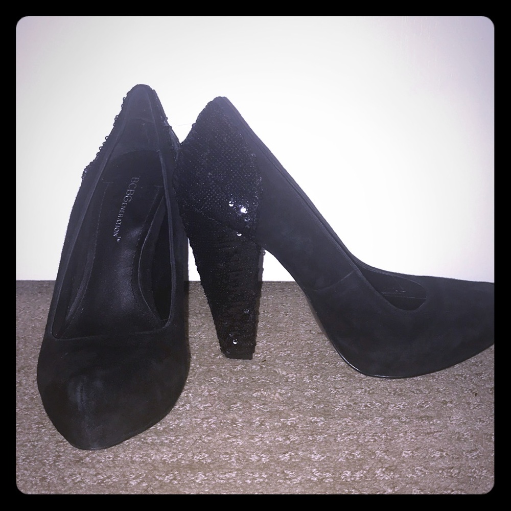BCBG Black Sequin Heels
